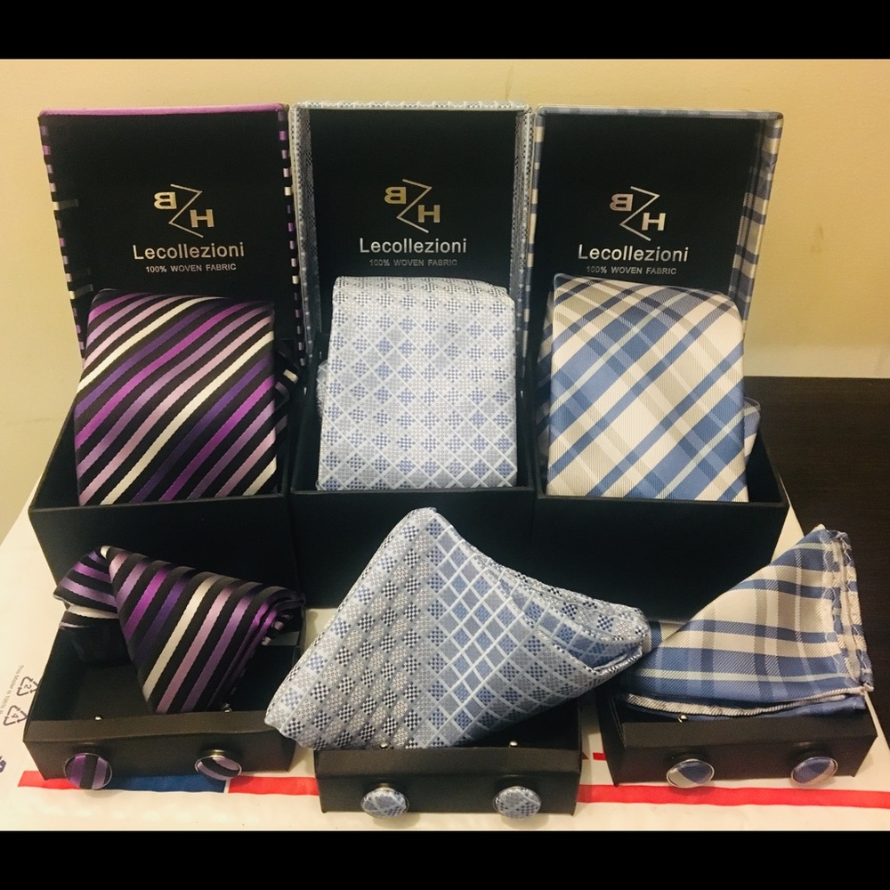 Men Ties With Cuff links and handkerchief